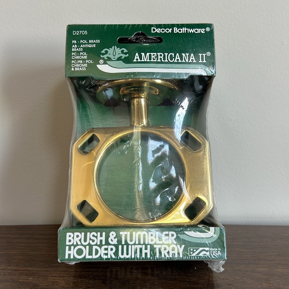Americana II Antique Brass Brush & Tumbler Holder